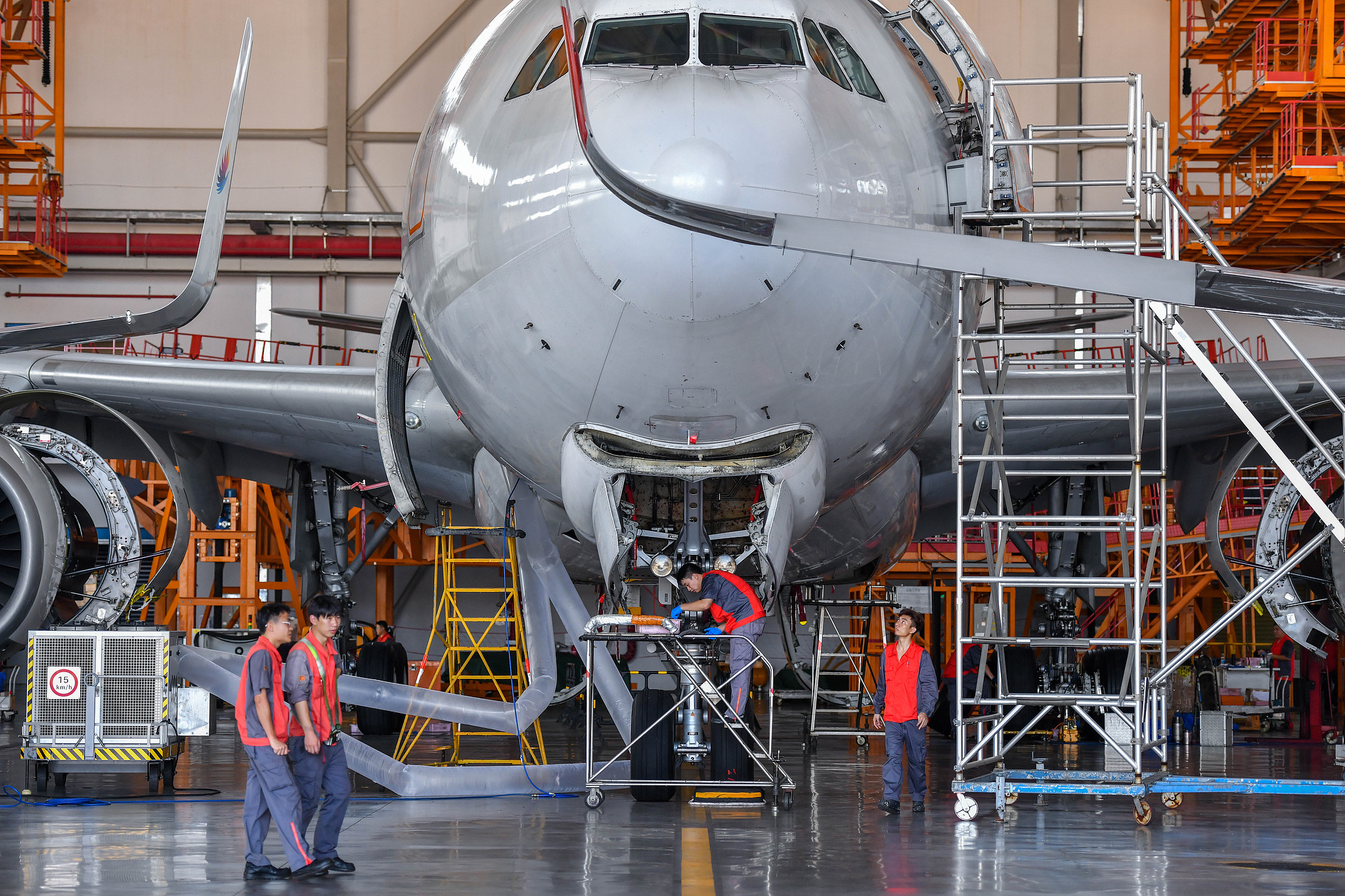 The one-stop aircraft maintenance base in Hainan FTP in Haikou, south China's Hainan Province, June 19, 2025. /Xinhua