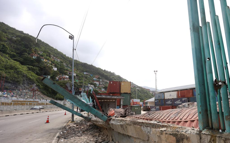 The damage caused by the U.S. airstrike at the port of La Guaira, Venezuela, January 3, 2026. /Xinhua