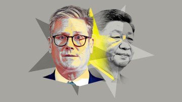 Illustration of Keir Starmer and Xi Jinping.