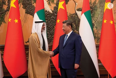 China's President Xi Jinping receives Sheikh Khaled bin Mohamed, Crown Prince of Abu Dhabi. Photo: Abu Dhabi Media office